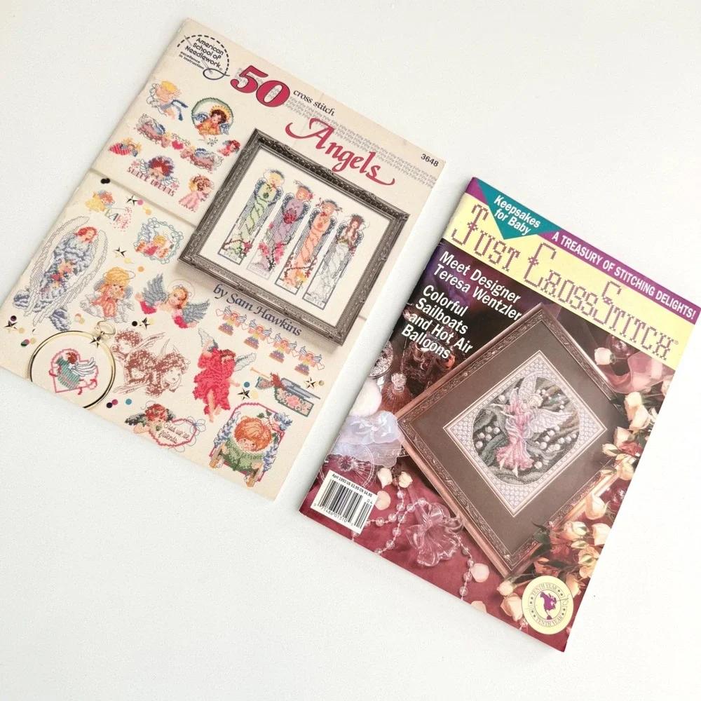 Vintage 50‎ Angels Cross Stitch Pattern Book Sam Hawkins Needlework